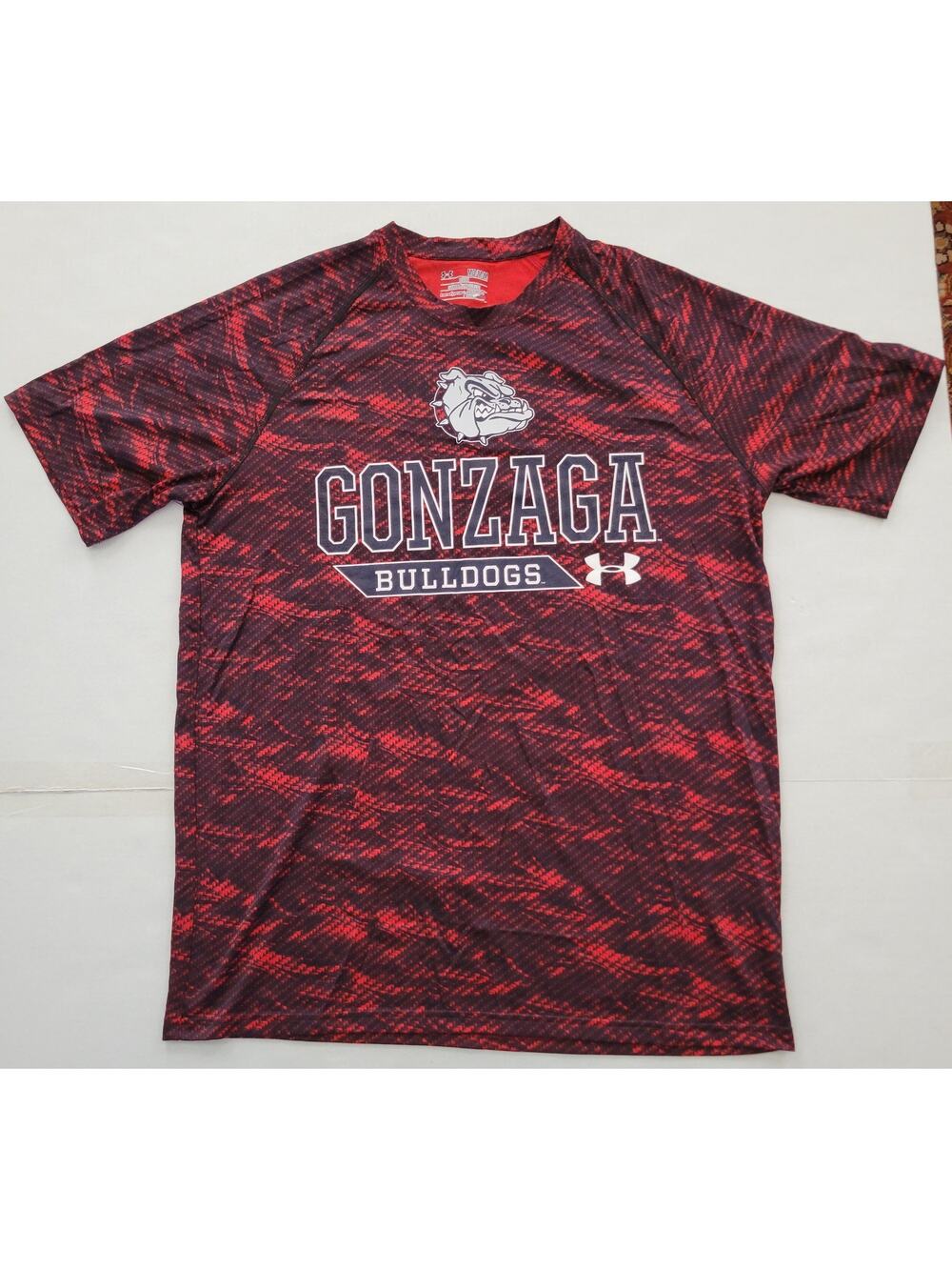 Under Armour T-Shirt Men 's Med Ganzaga Bulldogs Red Black Polyester Blend Loose